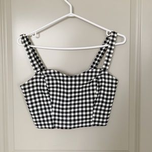 Dynamite Gingham Crop Bustier Top
